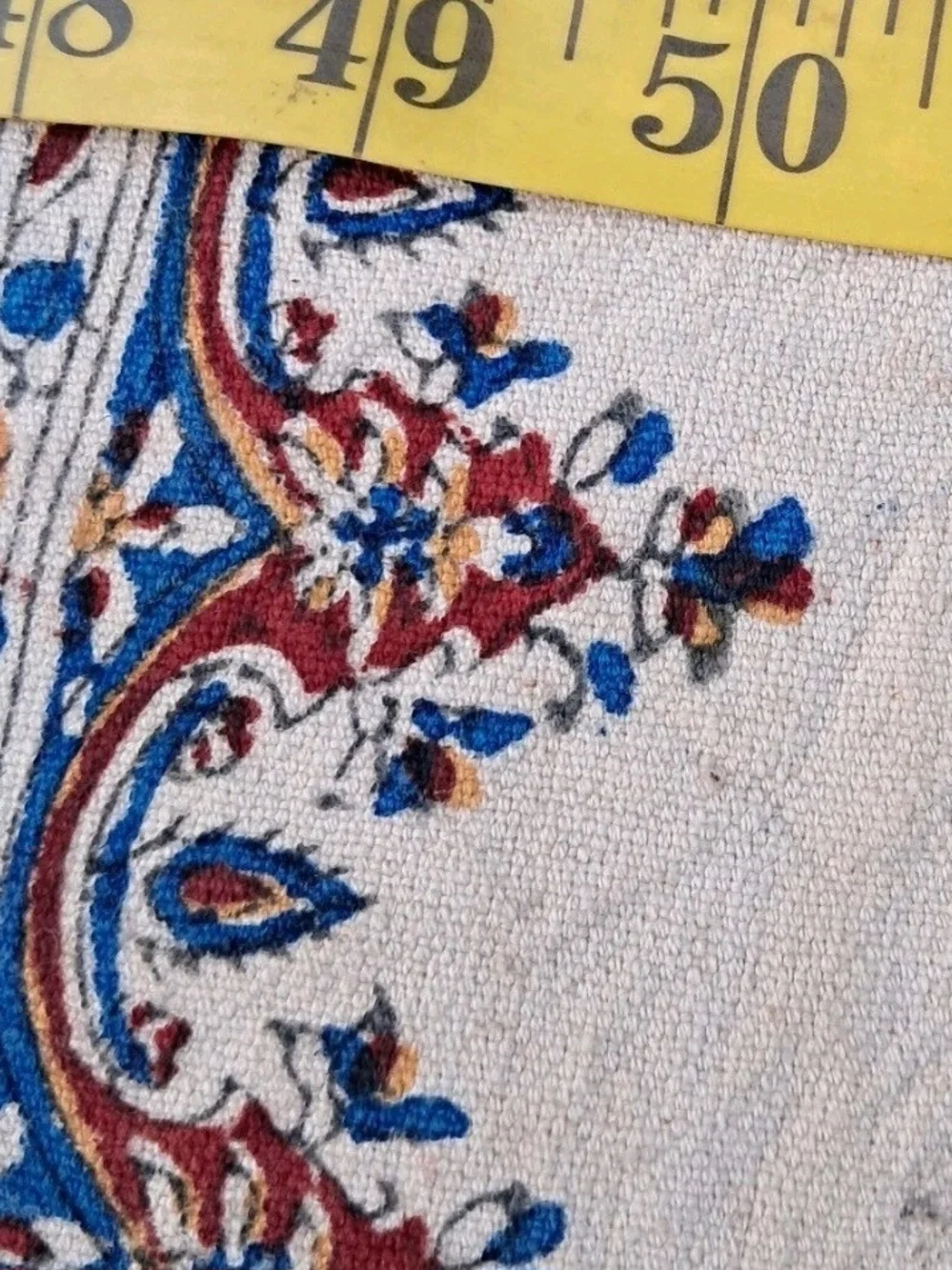 Vintage Persian Ghalamkar Tablecloth Hand Block Print Cotton Isfahan Ebadi 51x76